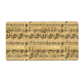 Muzikale Score Oud Perkamentpapier Ontwerp Etiket (Voorkant)