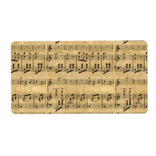 Muzikale Score Oud Perkamentpapier Ontwerp Etiket (Voorkant)