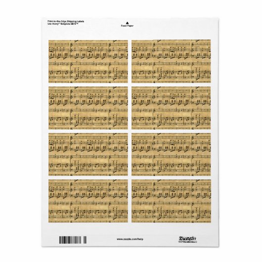 Muzikale Score Oud Perkamentpapier Ontwerp Etiket (Full Sheet)