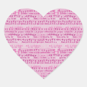 Muzikale Score Oud Roze Papier Ontwerp Hart Sticker