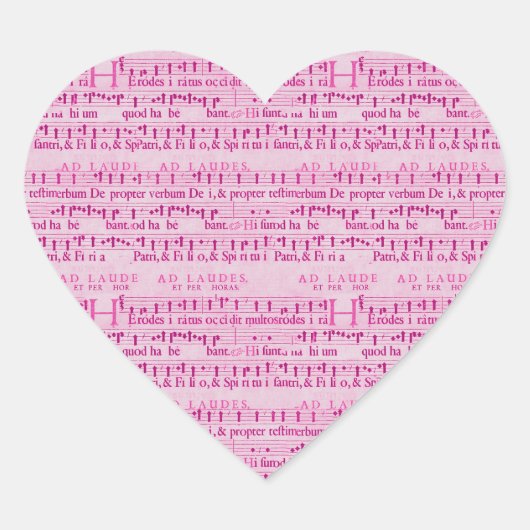 Muzikale Score Oud Roze Papier Ontwerp Hart Sticker (Voorkant)