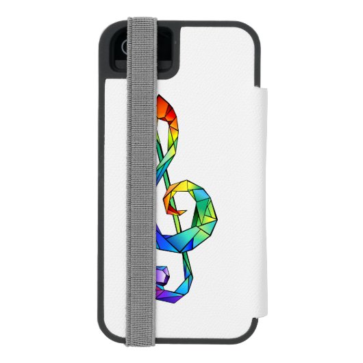 Muzikale sleutel in regenboogkleuren met vioolsleu incipio iPhone portemonnee hoesje (Agenda Achterkant)