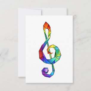 Muzikale sleutel in regenboogkleurige discant sleu aankondiging