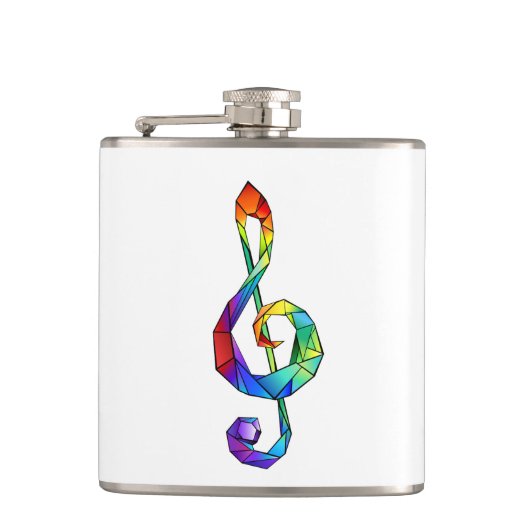 Muzikale sleutel in regenboogkleurige discant sleu heupfles (Voorkant)