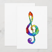 Muzikale sleutel in regenboogkleurige discant sleu notitiekaartje (Voorkant / Achterkant)