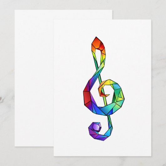 Muzikale sleutel in regenboogkleurige discant sleu notitiekaartje (Voorkant / Achterkant)