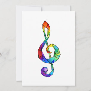Muzikale sleutel in regenboogkleurige discant sleu notitiekaartje