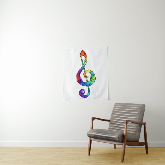 Muzikale sleutel in regenboogkleurige discant sleu wandkleed (In situ)