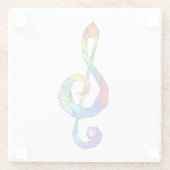 Muzikale sleutel in regenboogkleurige vioolsleutel glazen onderzetter (Achterkant)