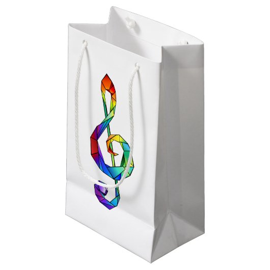 Muzikale sleutel in regenboogkleurige vioolsleutel klein cadeauzakje (Voorkant Gekanteld)