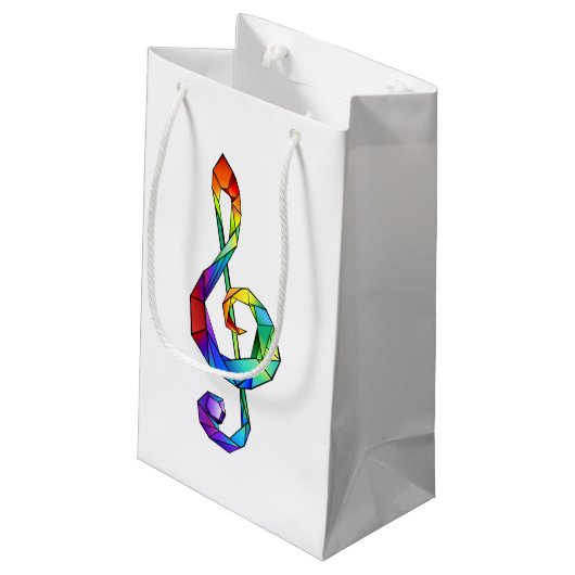 Muzikale sleutel in regenboogkleurige vioolsleutel klein cadeauzakje (Achterkant Gekanteld)