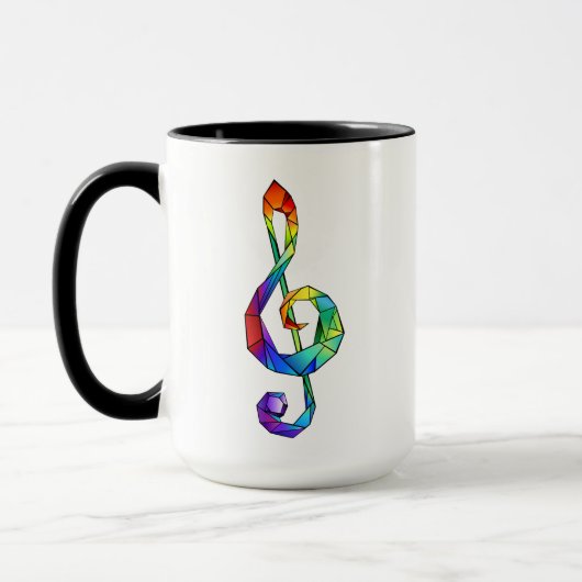 Muzikale sleutel in regenboogkleurige vioolsleutel mok (Links)