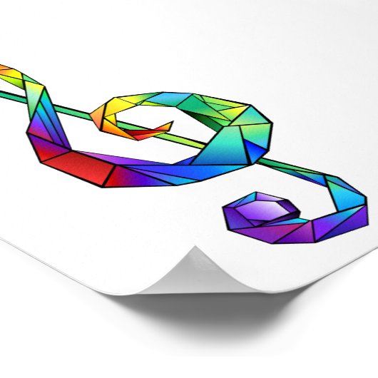 Muzikale sleutel in regenboogkleurige vioolsleutel poster (Hoek)