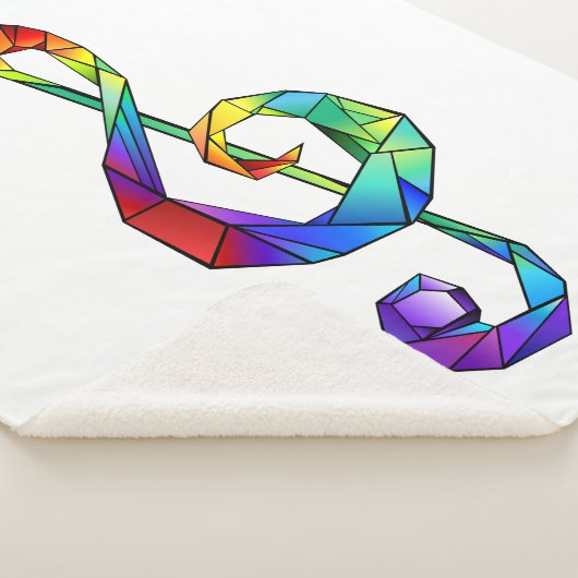 Muzikale sleutel in regenboogkleurige vioolsleutel sherpa deken (3/4)