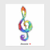 Muzikale sleutel in regenboogkleurige vioolsleutel sticker (Vel)