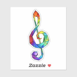 Muzikale sleutel in regenboogkleurige vioolsleutel sticker