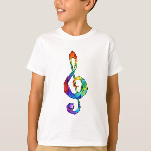 Muzikale sleutel in regenboogkleurige vioolsleutel t-shirt