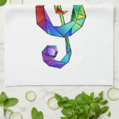 Muzikale sleutel in regenboogkleurige vioolsleutel theedoek (Gevouwen)