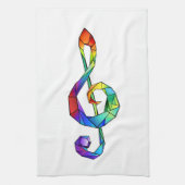 Muzikale sleutel in regenboogkleurige vioolsleutel theedoek (Verticaal)