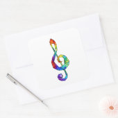 Muzikale sleutel in regenboogkleurige vioolsleutel vierkante sticker (Envelop)
