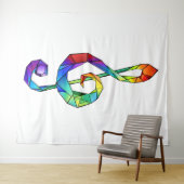 Muzikale sleutel in regenboogkleurige vioolsleutel wandkleed (In Situ (horizontaal))