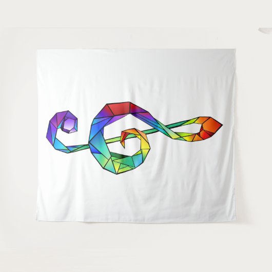 Muzikale sleutel in regenboogkleurige vioolsleutel wandkleed (Voorkant (horizontaal))