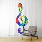 Muzikale sleutel in regenboogkleurige vioolsleutel wandkleed (In situ)