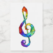 Muzikale sleutel in regenboogtinten met vioolsleut voedselcontainer etiket (Enkel label)