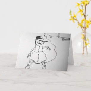 Muzikale Sneeuwman Kunstprint Kaart