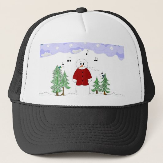 Muzikale Sneeuwman Trucker Pet (Voorkant)