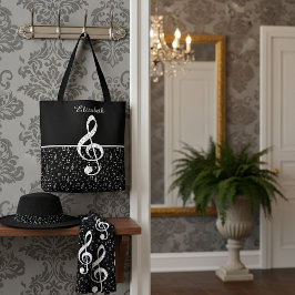 muzikale symbolen gepersonaliseerd tote bag