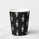 Muzikale Symbool Treble Clef Eenvoudig Zwart Wit Papieren Bekers (Achterkant)