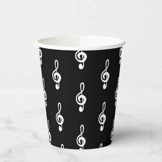 Muzikale Symbool Treble Clef Eenvoudig Zwart Wit Papieren Bekers (Links)