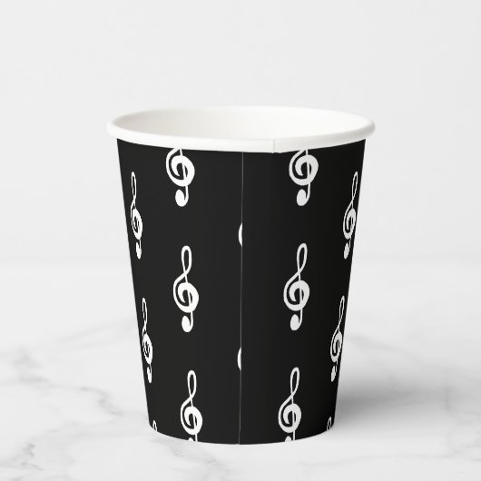 Muzikale Symbool Treble Clef Eenvoudig Zwart Wit Papieren Bekers (Rechts)