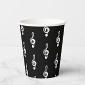 Muzikale Symbool Treble Clef Eenvoudig Zwart Wit Papieren Bekers (Voorkant)