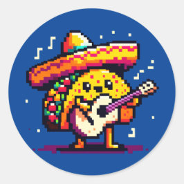 Muzikale Taco: 8-bit Fiesta Plezier Ronde Sticker