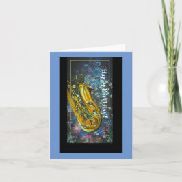 Muzikale thema verjaardagskaart notitiekaartje