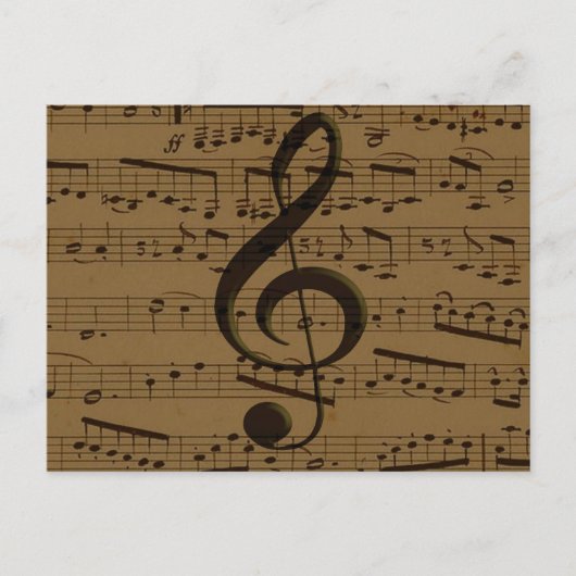 Muzikale Treble Clef Bladmuziek Classic Briefkaart (Voorkant)