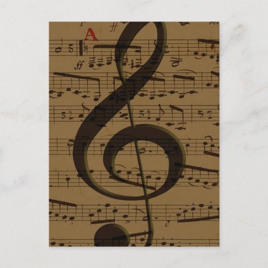 Muzikale Treble Clef Bladmuziek Classic Briefkaart (Voorkant)