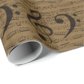 Muzikale Treble Clef Bladmuziek Classic Cadeaupapier (Rol Hoek)