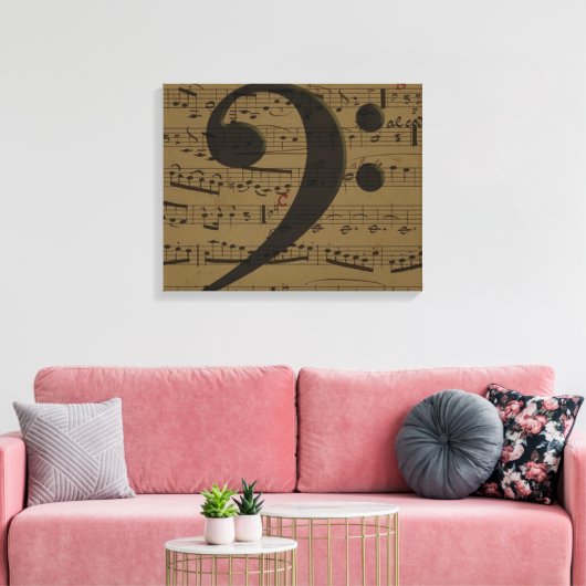 Muzikale Treble Clef Bladmuziek Classic Canvas Afdruk (Insitu (Woonkamer))