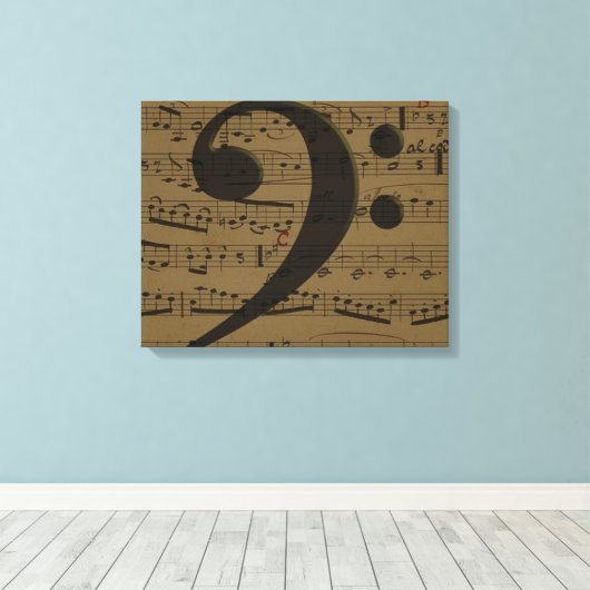 Muzikale Treble Clef Bladmuziek Classic Canvas Afdruk (Insitu (Houten vloer))