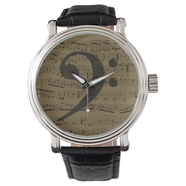 Muzikale Treble Clef Bladmuziek Classic Horloge (Voorkant)
