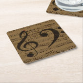 Muzikale Treble Clef Bladmuziek Classic Kartonnen Onderzetters (Schuin)