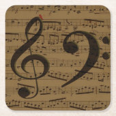 Muzikale Treble Clef Bladmuziek Classic Kartonnen Onderzetters (Voorkant)