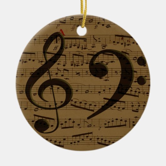 Muzikale Treble Clef Bladmuziek Classic Keramisch Ornament (Voorkant)