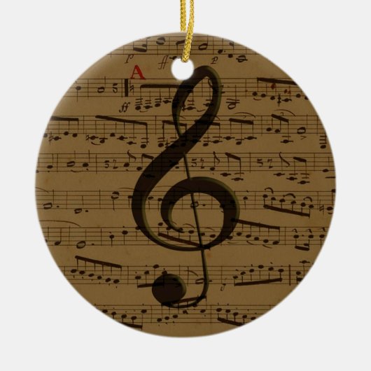 Muzikale Treble Clef Bladmuziek Classic Keramisch Ornament (Voorkant)