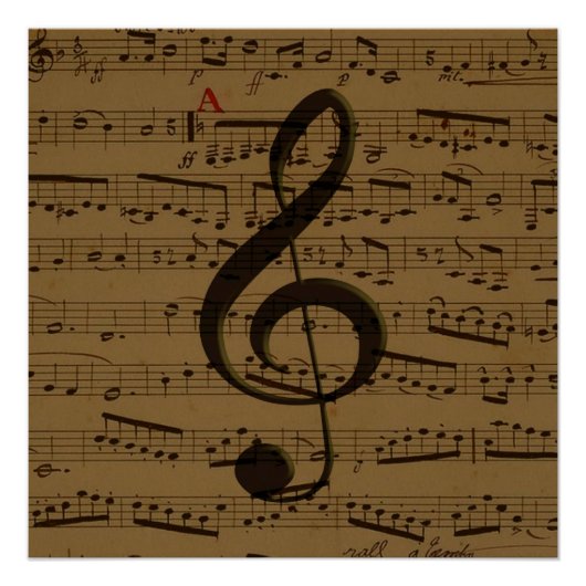 Muzikale Treble Clef Bladmuziek Classic Perfect Poster (Voorkant)
