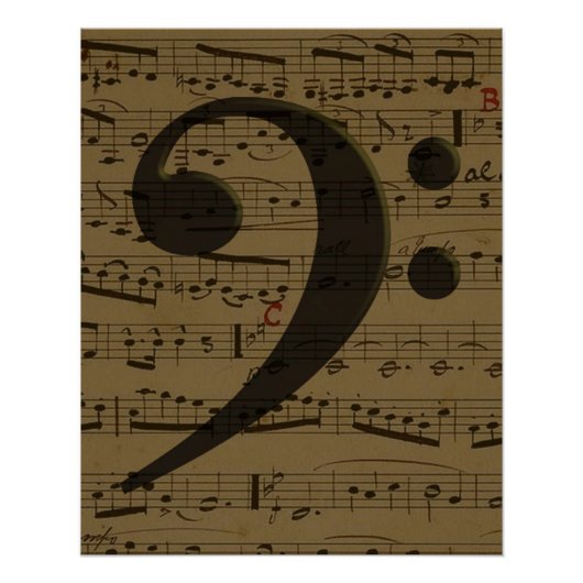 Muzikale Treble Clef Bladmuziek Classic Perfect Poster (Voorkant)