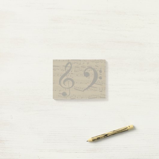 Muzikale Treble Clef Bladmuziek Classic Post-it® Notes (Op bureau)